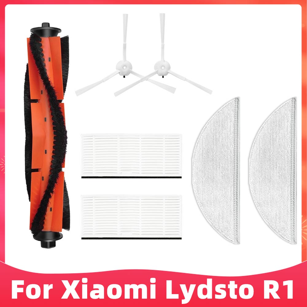 Compatibile per Lydsto R1 / R1A / R1 pro / S1 robot aspirapolvere ricambio ricambio spazzola laterale principale filtro Hepa Mocio pad sacchetto della polvere: Borgogna