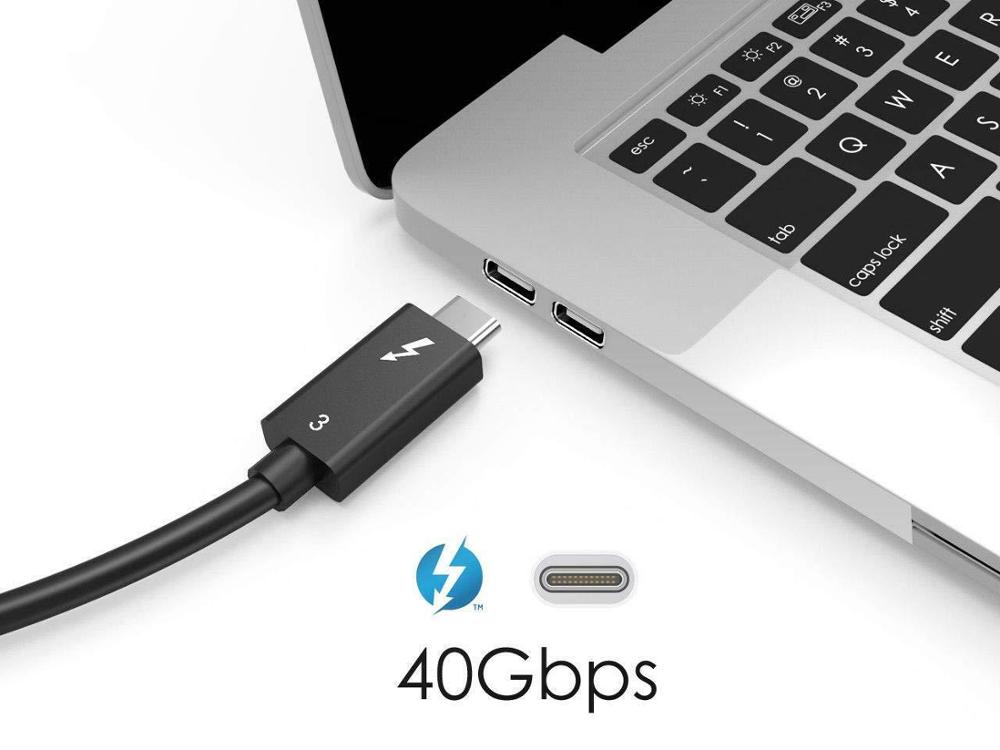 Thunderbolt 3 Cable 100W 40Gbps Black for eGpu Dell XPS MBP 50cm/60cm/70cm/100CM