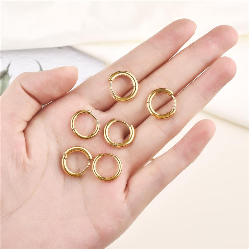 Petites boucles d'oreilles en acier inoxydable pour femmes et hommes, 10 pièces, bijoux à la , , connecteur, accessoires de fabrication de bijoux à faire soi-même