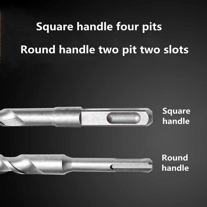 Square Shank Four-Hole Round Shank Impact Drill Bit 12.5MM Elevator Installation Stone Concrete Alloy Electric Hammer Drill Bit