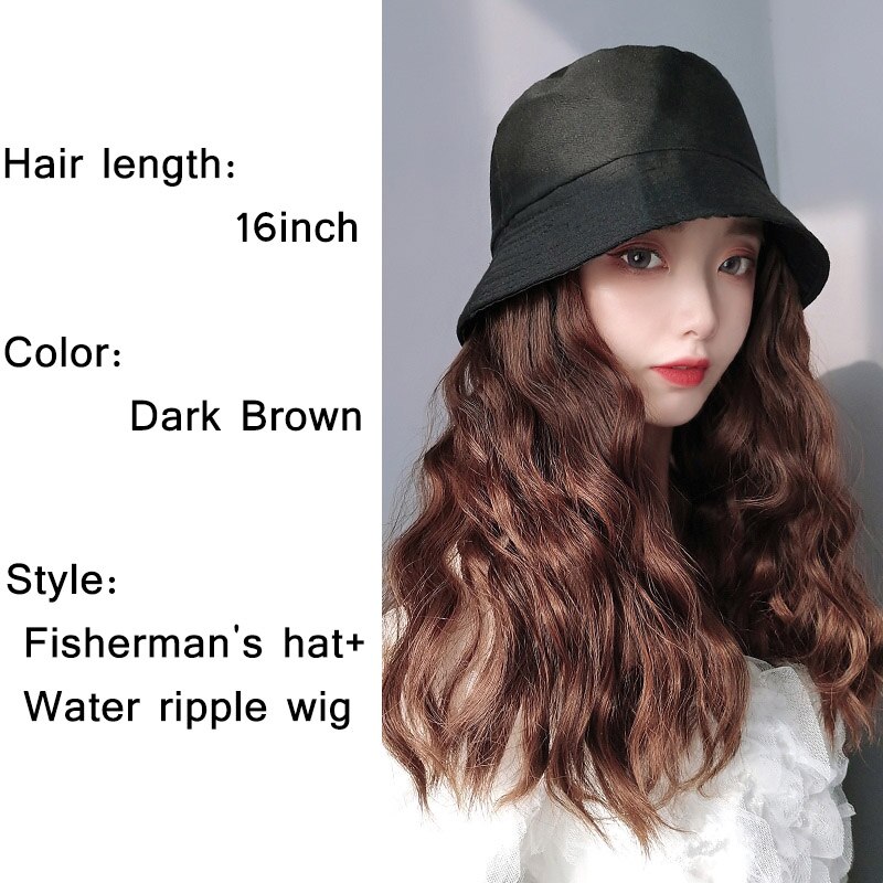 Perruque synthétique longue avec cheveux ondulés/lisses et chapeau bob noir avec extension capillaire: P1b/613
