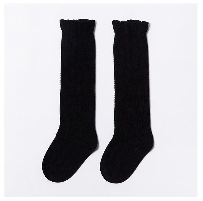 Baby Solid Baby Knie Hoge Kousen Baby Jongens Meisjes Katoen Warm Houden Lange Kousen Plain Kids Zachte Stijl been Warmer: Black / M 1 to 3T
