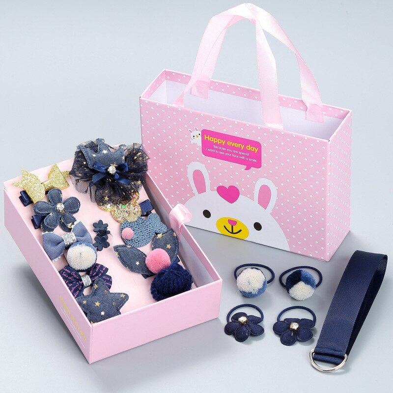 Accesorios coreanos para el cabello para bebé, tocado de princesa, horquilla para niña, juego de 18 piezas, horquilla para niña, conjunto con caja de: Marrón oscuro