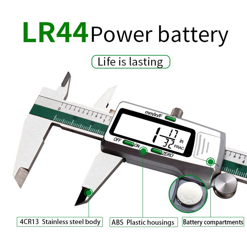 0-150mm 6inch digital caliper green spell stainless steel vernier caliper LCD digital caliper