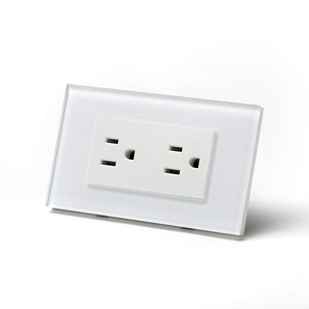 BSEED Tempered Glass Panel US Standard Vertical Duplex Receptacle Electrical Outlets Black