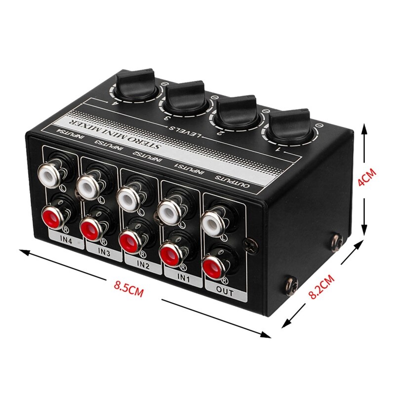 CX400 Mini Passive Stereo Mixer Rca 4 Channel Passive Mixer Small Mixer -12dB MAX Mini Passive Stereo Mixer A0NB
