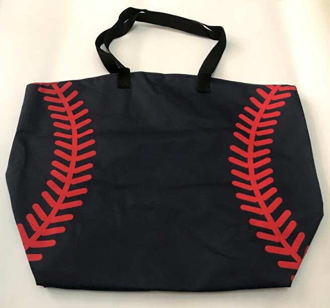 Bolsos con costuras de béisbol para mujer y niño, bolsas deportivas de lona de algodón, bolso de béisbol, bolsa de Softball para niños: navy