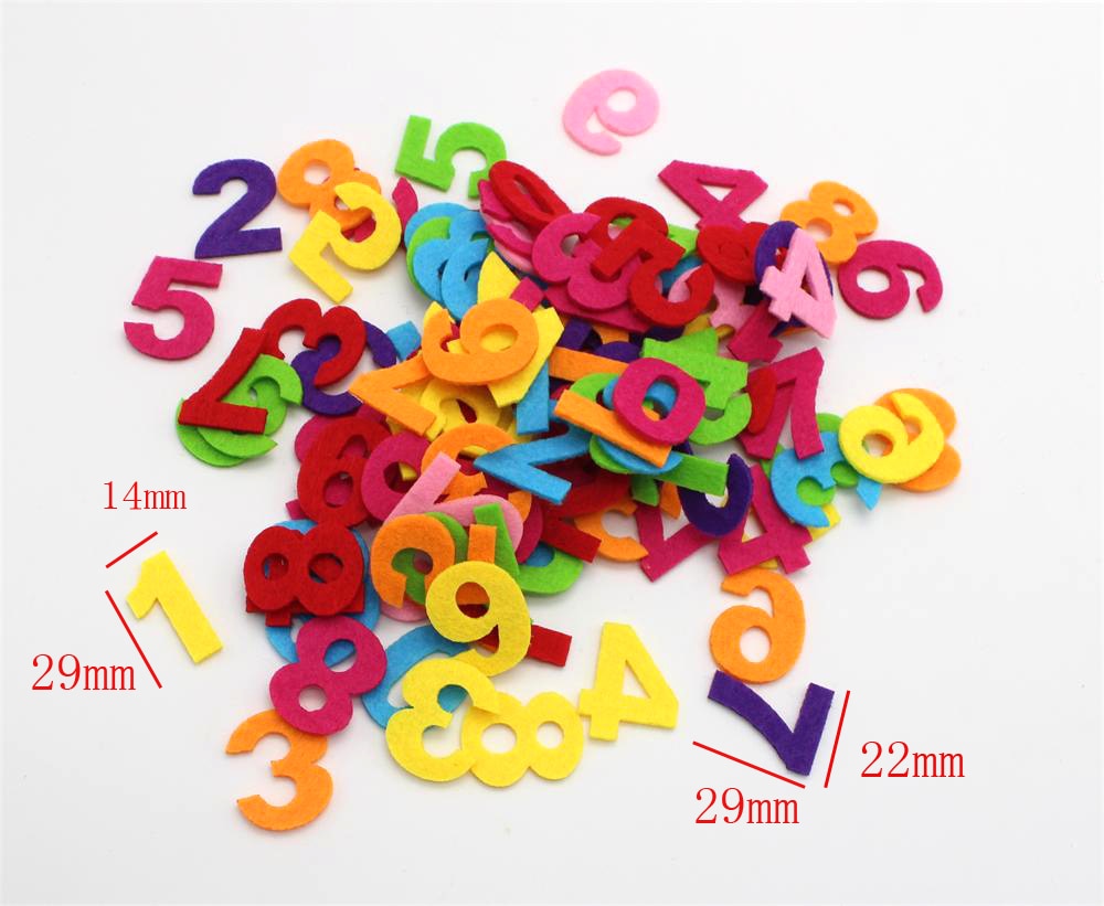 ywzatgits 100pcs/lot Random Mixed Letter Number Polyester Felt Fabric For DIY Toys Cloth Sewing Craft YB0530