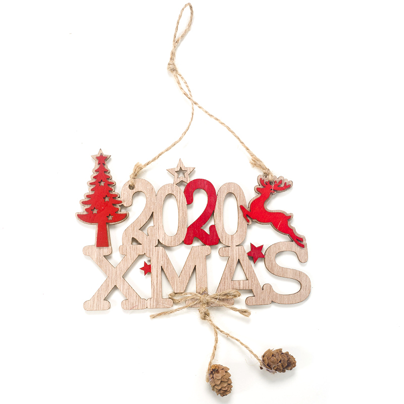 brief hennep touw Kerst houten hanger Jaar Kerst houten Kerst decoratieve ornamenten voor thuis hanger: B