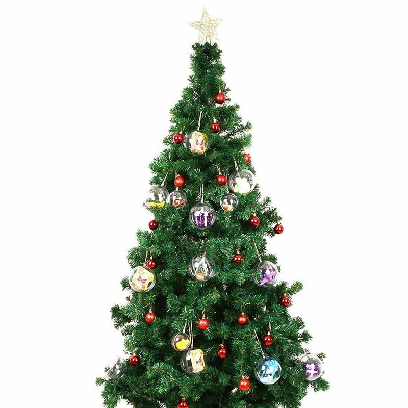 10 pièces boule transparente de noël en plastique de noël boîte de boule ouverte boule ornement fête décoration de la maison bricolage