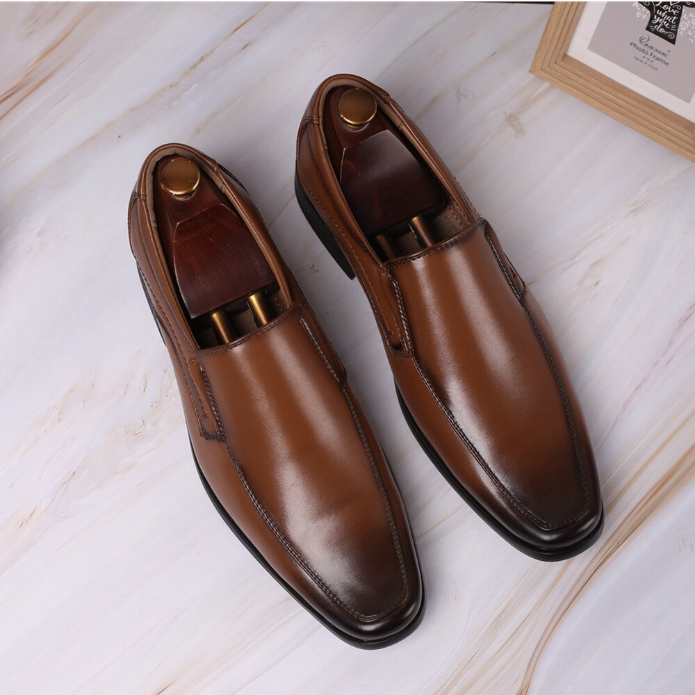 Whoholl Classic Dress Shoes Formal Wedding Shoes Men Slip on Office Oxford Shoes for Men