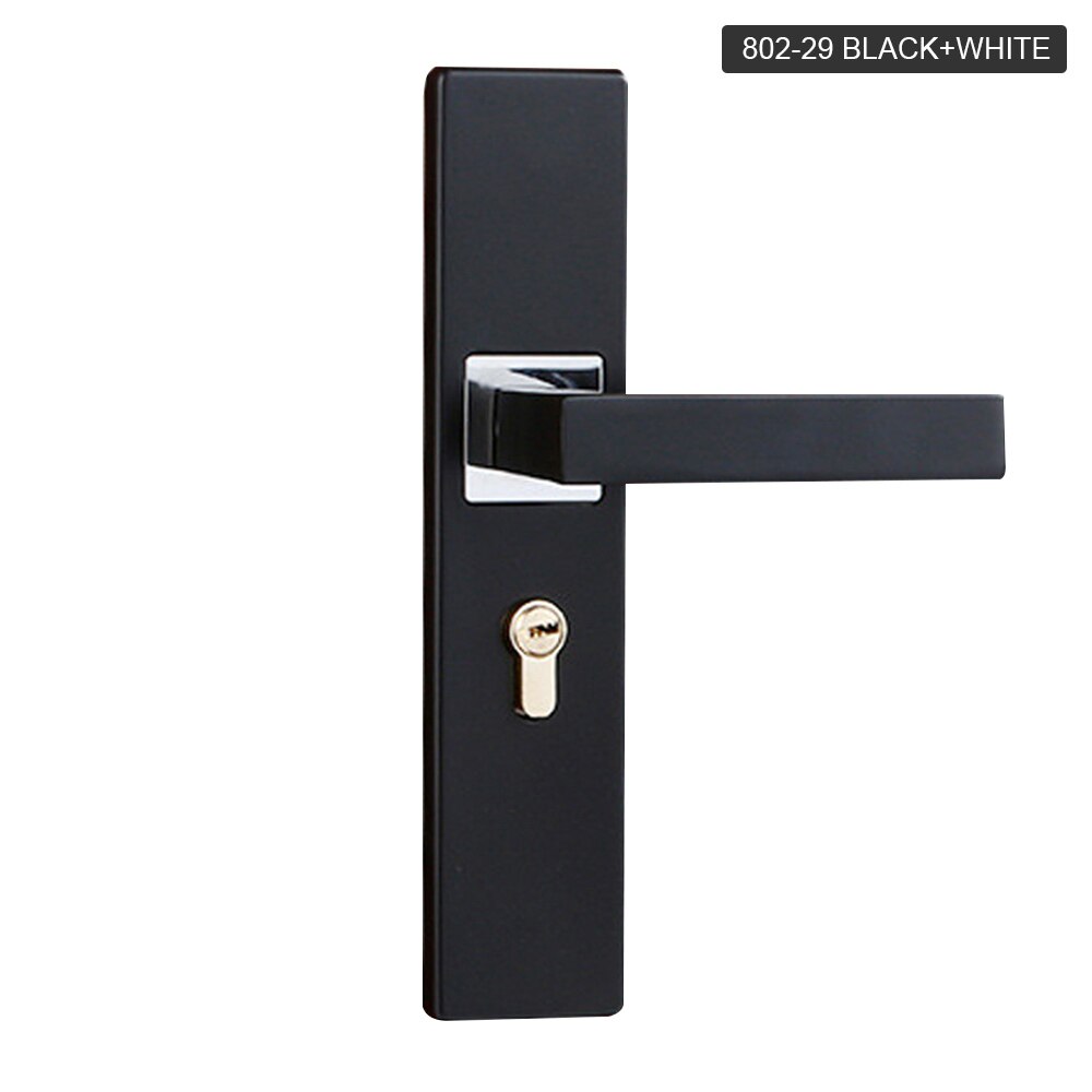 Manija de puerta negra de aleación de aluminio, pomos de puerta de casa, manijas de muebles, cerradura de cilindro, manijas de puerta de seguridad silenciosas para puertas interiores: 802 29 black white