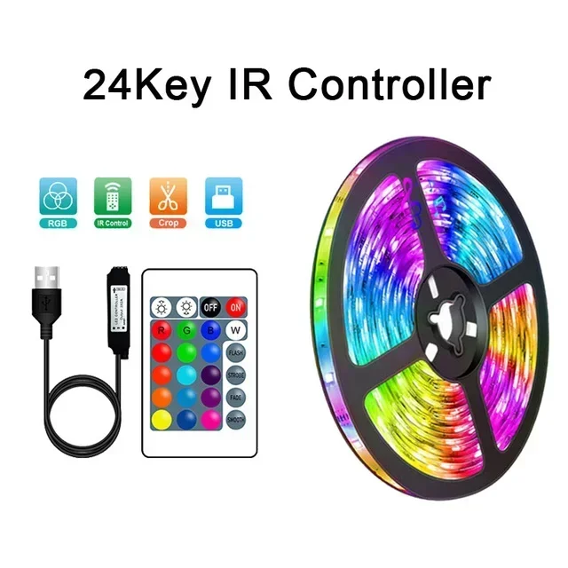 Bande lumineuse Led Usb 1-30M RGB 5050, Bluetooth, Wifi, contrôle par application, synchronisation de la musique, lumière Led, rétro-éclairage TV, ruban Flexible: RGB / 7 m