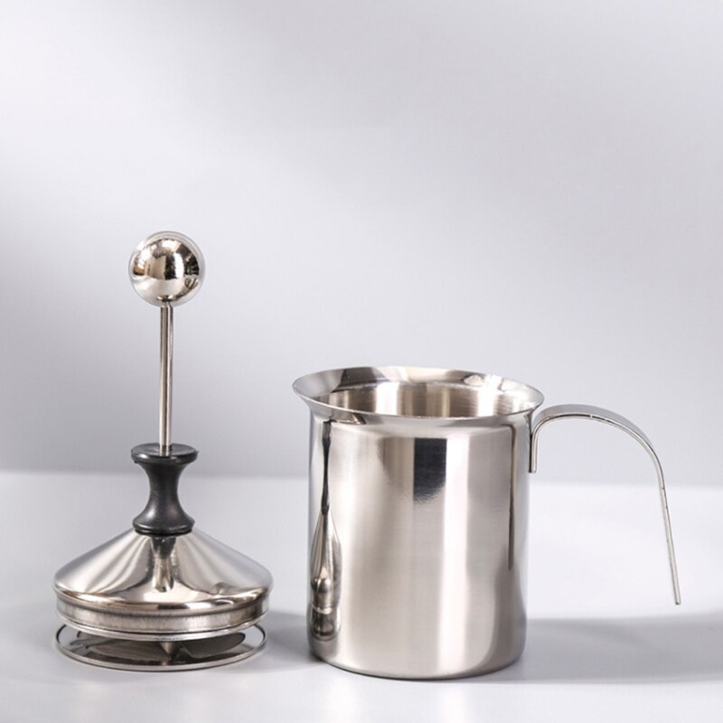 400ml Stainless Steel Manual Milk Frother Double Mesh Strainer Frothing Pitcher main image 0