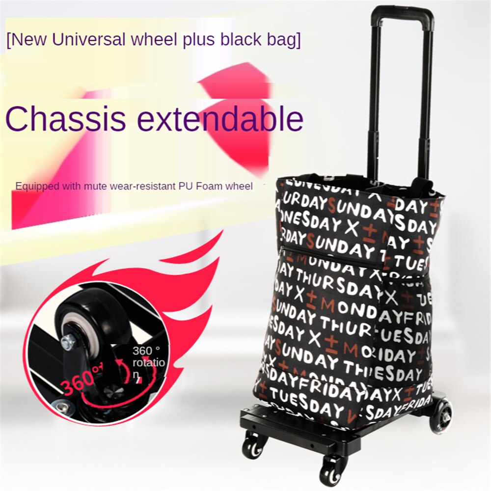 Folding Shopping Hand Truck 4-Wheel Solid Construction Utility Cart Compact and Lightweight for Luggage Travel Auto Garden Carts: Q 1