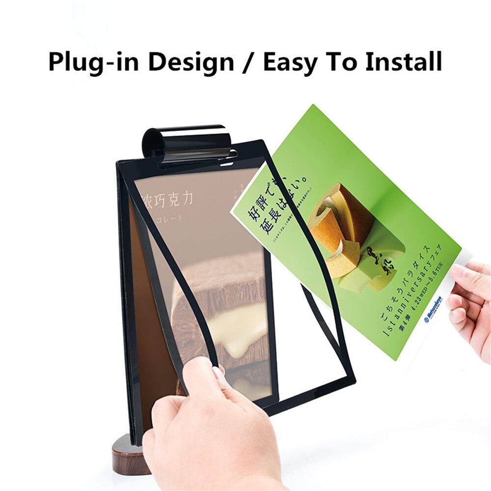 A5 Page Turning Menu Paper Holder Stand Menu Listing Sign Display Frame For Restaurant Hotel Coffee Shop