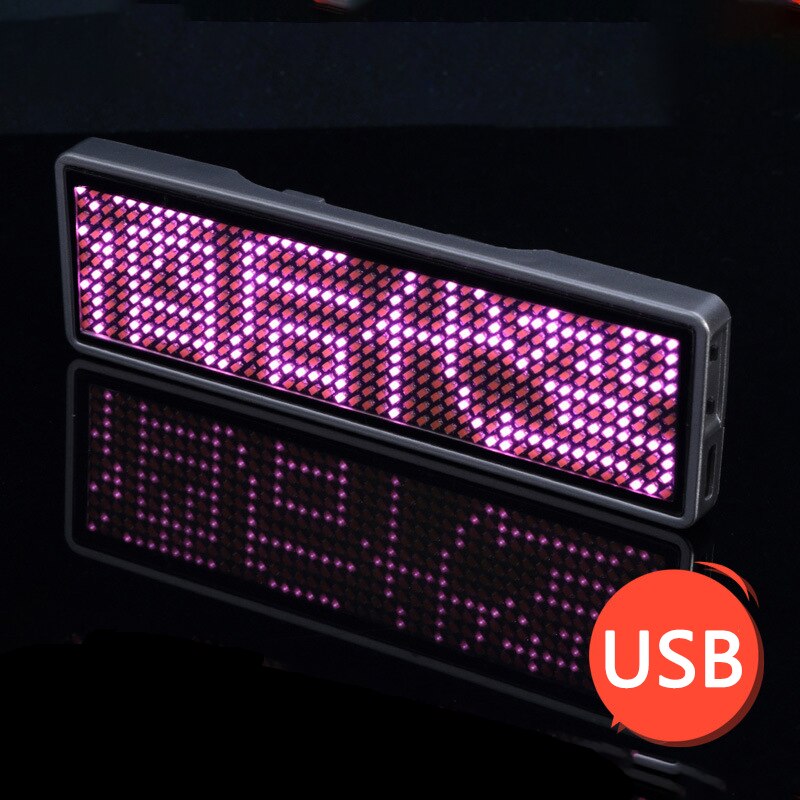 Led Badge Clip Insignia Rechargeable Bluetooth Digital Diy Scrolling Message Board Mini Display Led Name Peugeot Badge Sign Tag: USB Pink