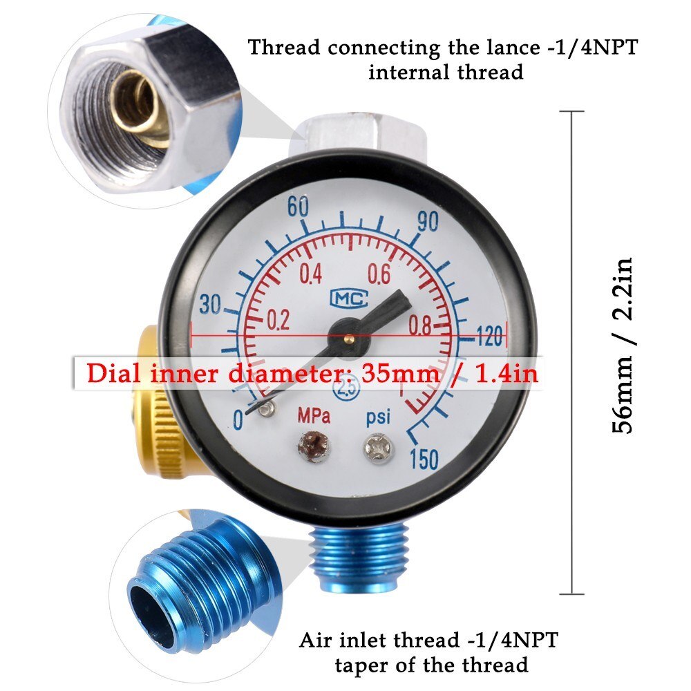 Luchtdruk Regulator Verf Airbrush Spray Machine Aanpassing Gauge Drukregelaar Pneumatische Tool Accessoire