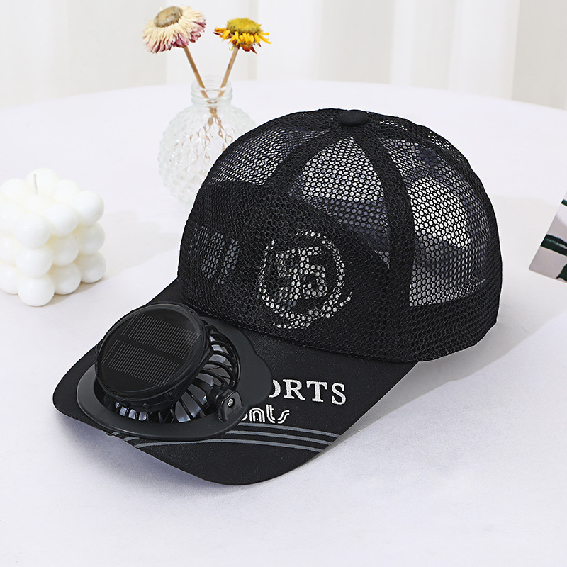 Solarbetriebene Ladung Fan Baseball Kappe Erwachsene Sommer Ich bin Freien Sonnenschutz atmungsaktive Ente Zunge Gittergewebe Deckel Männer Frauen mz130: XS / Weiß