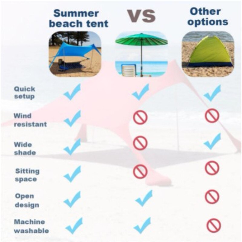 Familie Strand Zonnescherm Lichtgewicht Zon Schaduw Tent Met Zandzak Ankers 4 Gratis Pinnen UPF50 Uv Grote Draagbare Luifel Shippin