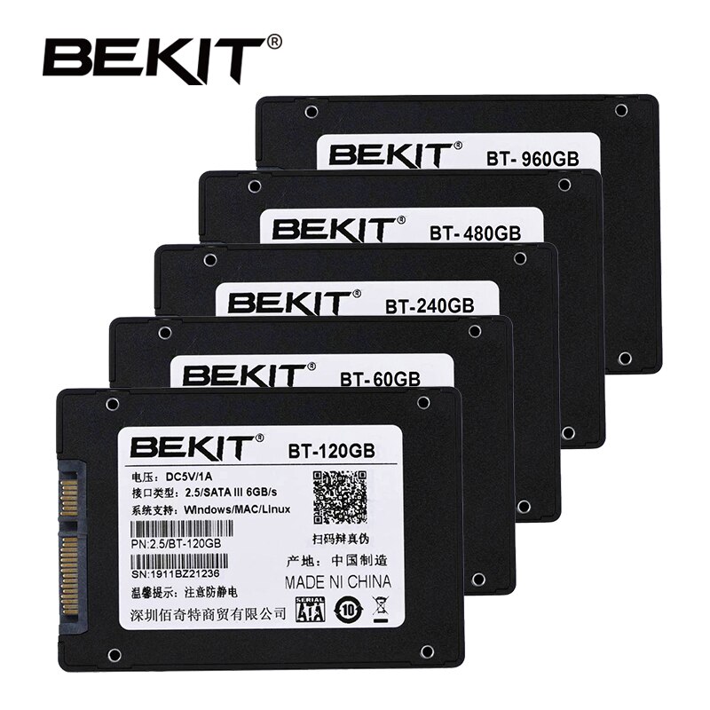 Bekit Solid State Disks 2.5 " Internal 120GBGB 240GB 60GB 480GB 960GB SSD 2.5 Hard Drive Disk Disc for Desktop Laptop