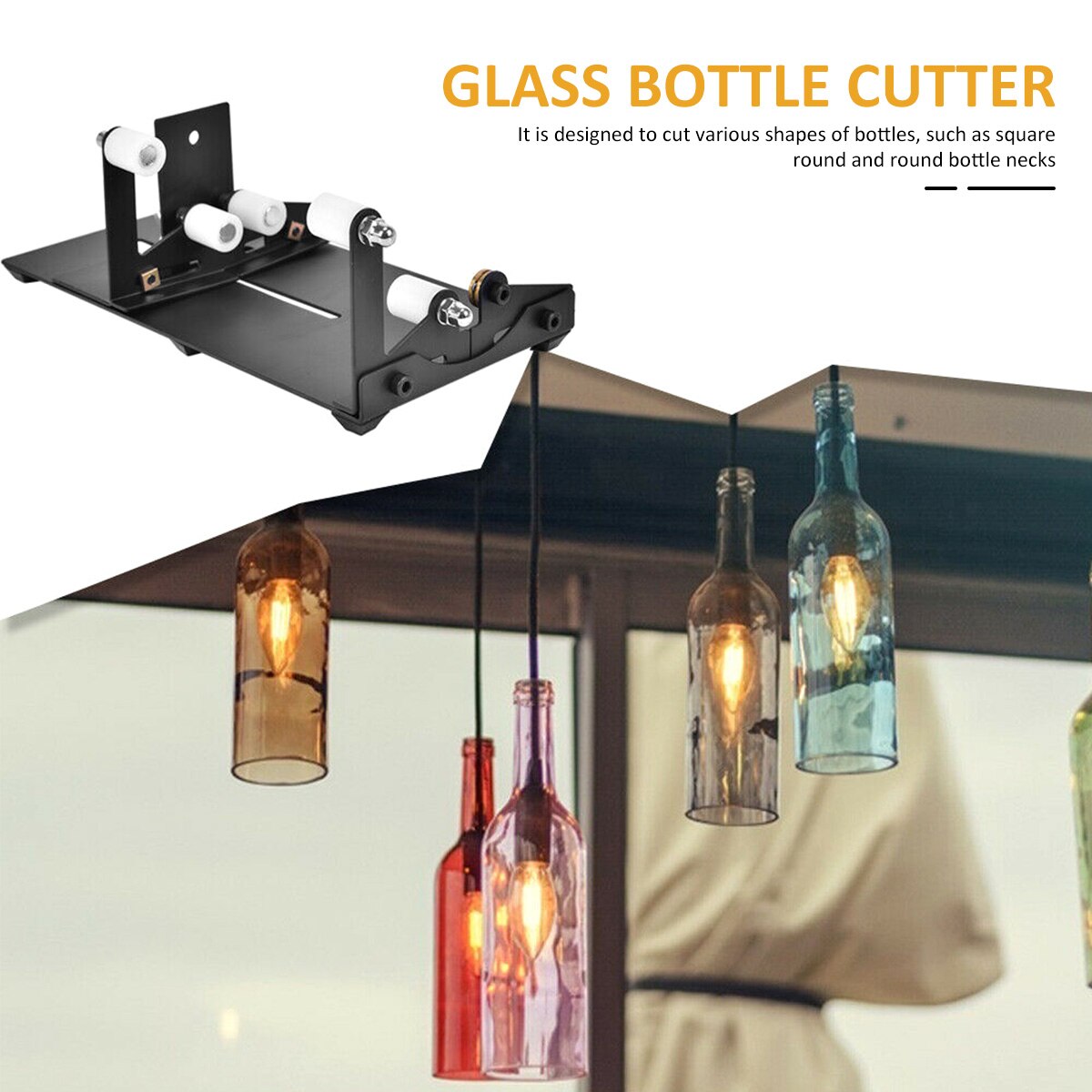 Kit de coupe de bouteille en verre réglable, Machine de découpe de bouteilles en verre rond et carré en acier inoxydable, ensemble pour vin, liqueur, whisky, alcool
