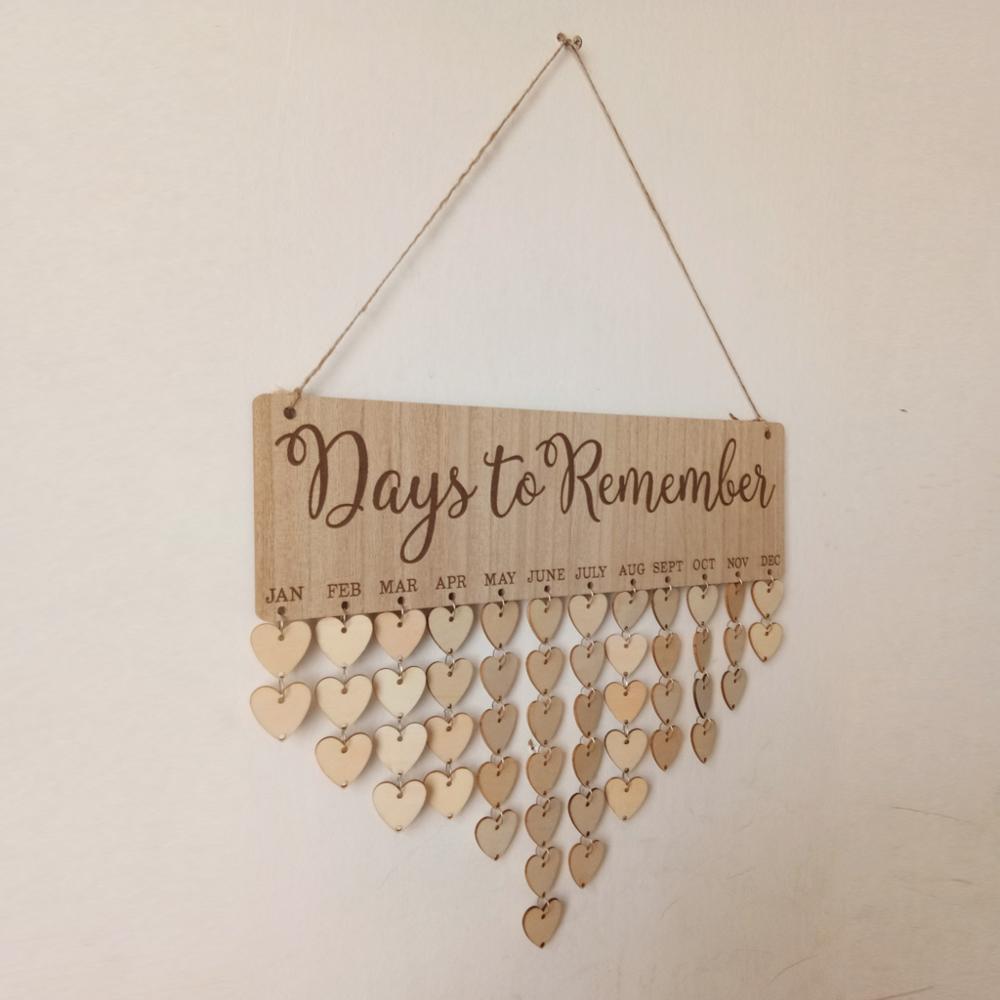 Calendario de recordatorios para Aniversario de cumpleaños, placa de tablero de madera DIY, colgante de pared para el hogar, decoración artesanal para