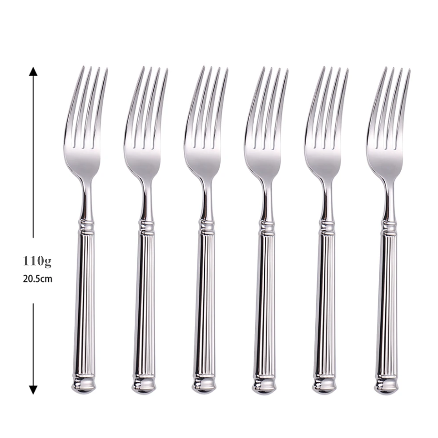 Europe Silver Luxury Cutlery Set 18/10 Stainless Steel Creativity Roman Column Flatware 304: Gold
