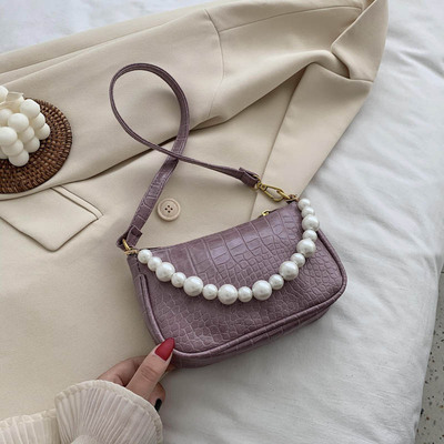 Pu-leren schoudertassen met krokodillenmotief in peervorm voor dames, zomerse crossbodytassen, reistassen voor dames: Paars