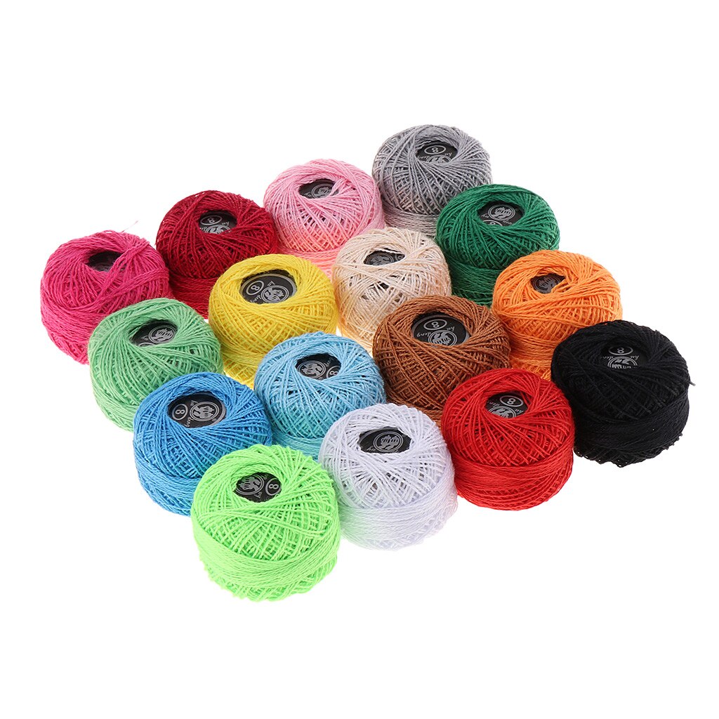 16-Pack Cotton Mixed Colours - Thread Spool For Knitting and Crochet - Cotton Yarn Set In 16 Colours
