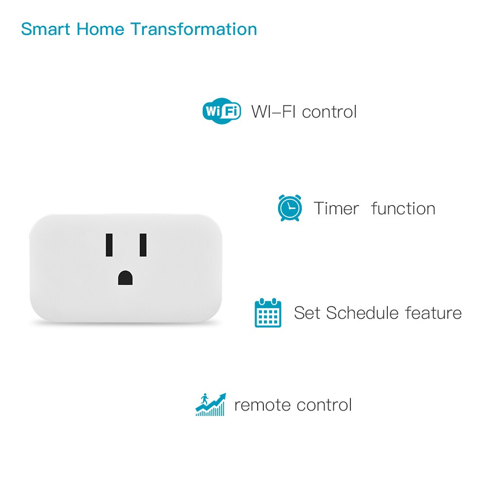 WiFi Smart Socket US 15A Power Plug Timing Function SmartLife APP Control Works with Alexa Google Voice Control: 1pcs