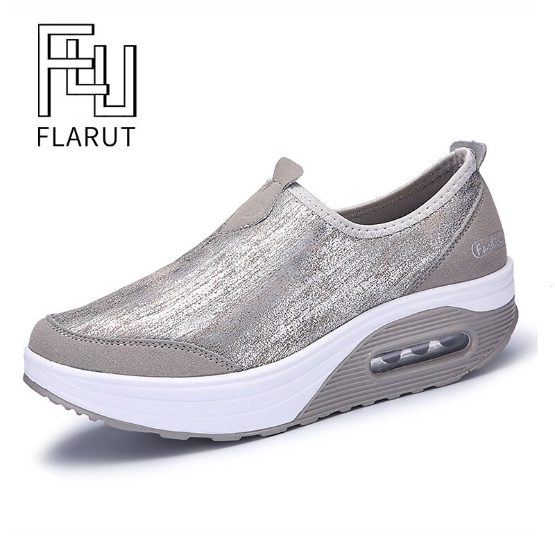 Big Size 35-41 Women Wedge Sneakers Air Cushion Slip On Fitness Shoes Women Soft Outdoor Non-slip Shock Absorber Rocking Shoes