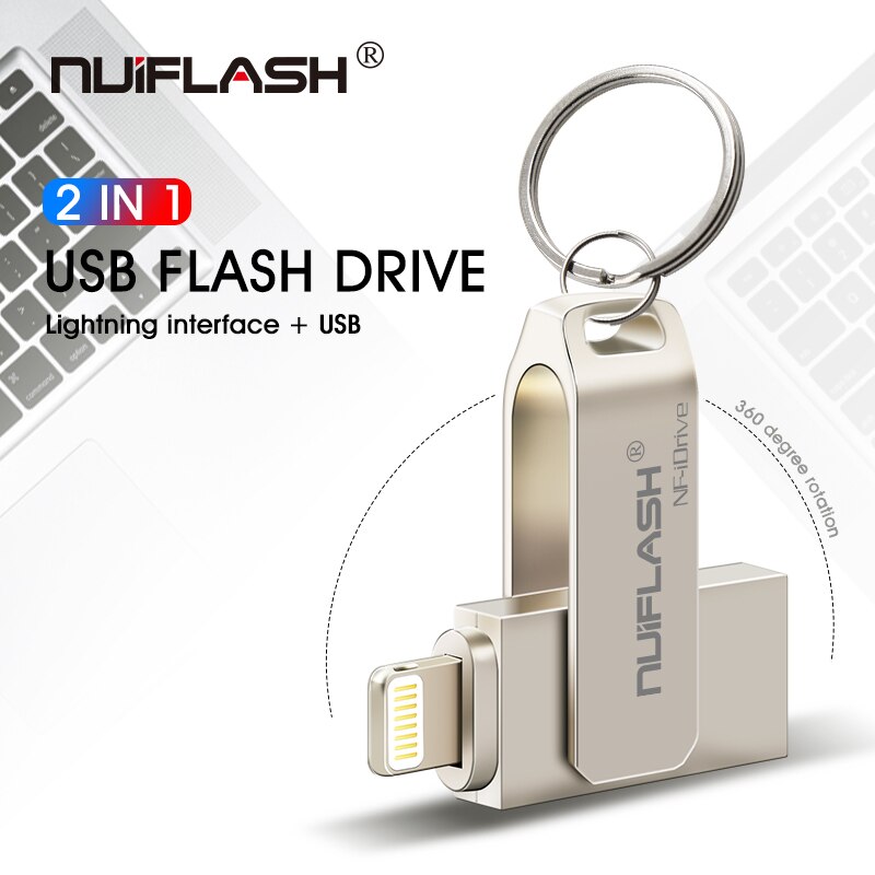 For iPhone X/8/7/7 Plus/6/6s/5 ipad USB Flash Drive Metal Pen drive 8GB 16GB 32GB 64GB 128GB Memory Stick micro usb key u disk