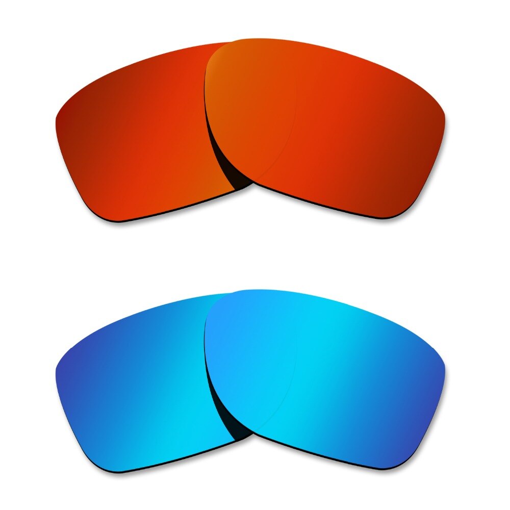 Glintbay 2 Pairs Gepolariseerde Zonnebril Vervanging Lenzen voor Oakley Crossrange Fire Red en Ijs Blauw