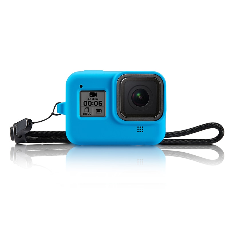 Coque en silicone souple 2 couleurs pour GoPro Hero 8 protecteur de boîtier couverture complète flottant étanche Action caméra accessoires coque de peau: Bleu couleur