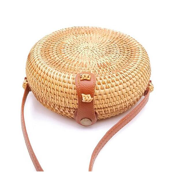 2020 rotonda Borse di Paglia Delle Donne di Estate Rattan Handmade Sacchetto Tessuto Spiaggia Cross Body Bag Cerchio Della Borsa Della Boemia Bali prezzo Più Basso l31: xiao yuan bao