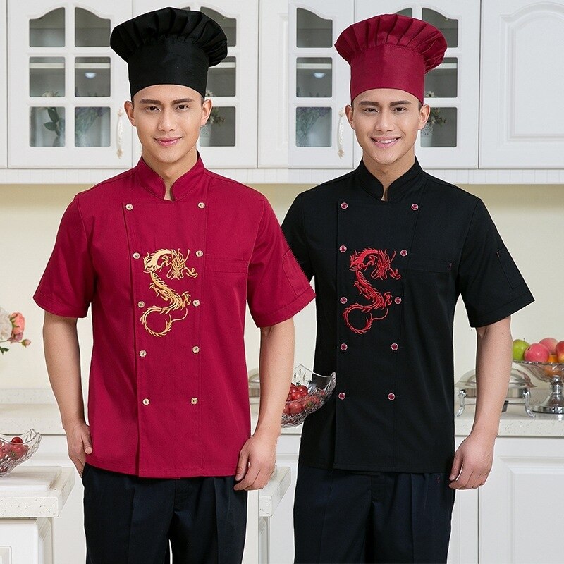 Arrived Restaurant Chef Jackets,Woman Chef's Uniform,Concise Baker's Work Wear Short Sleeve Kitchen Work Wear B-5976