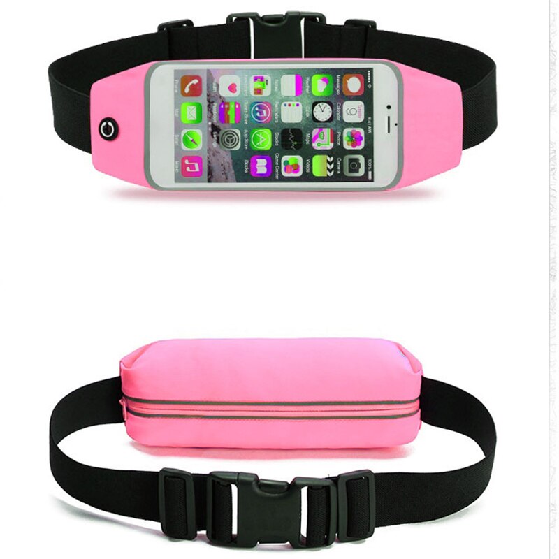 Sports Running Waist Bag Outdoor Jogging Belt Waterproof Phone Bag Case Gym Waist Holder Cover: Pink