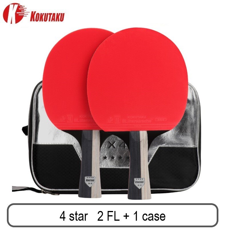 Kokutaku Ittf Professionele 4/5/6 Star Ping Pong Racket Carbon Tafeltennis Racket Bat Paddle Set Puistjes In Rubber met Zak: 4star 2 FL