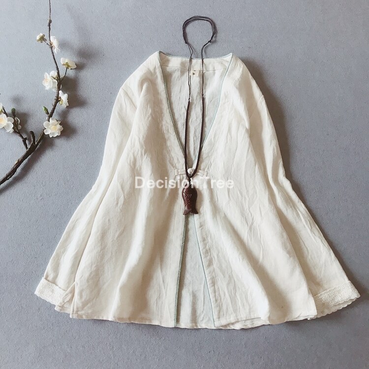 China tops blusa tang antiguo estilo chino manga completa cheongsam camisas servicio de té de algodón de lino hanfu abrigo chaqueta: color3