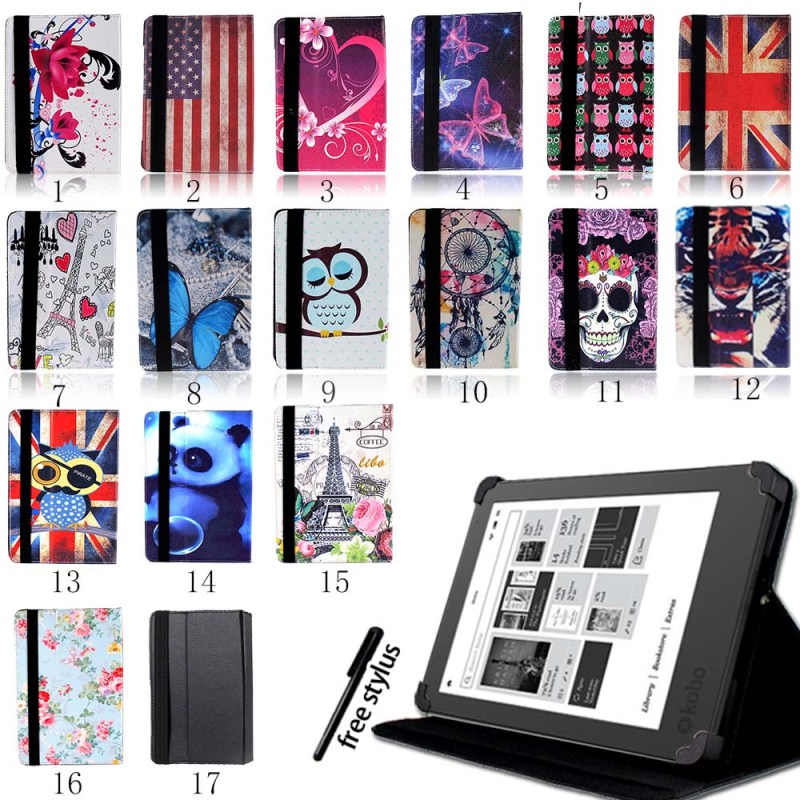 KK&LL para Kobo Glo HD, Kobo Touch 6 "/Touch 2,0 ) Kindle Tablet-cuero Tablet Folio funda inteligente + Stylus