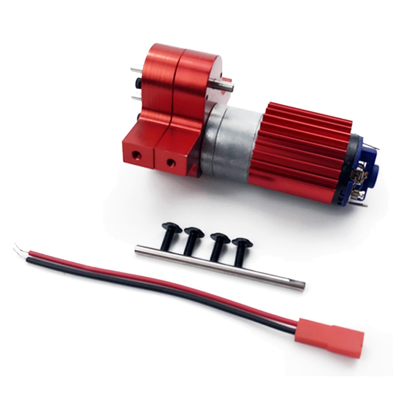 370 Brushed Motor + Legering Koellichaam Gear Box Set Met Stalen Tandwielen Voor Wpl Henglong C14 C24 B14 B24 b16 B36 4X4 6X6 Upgraded Onderdelen: Red