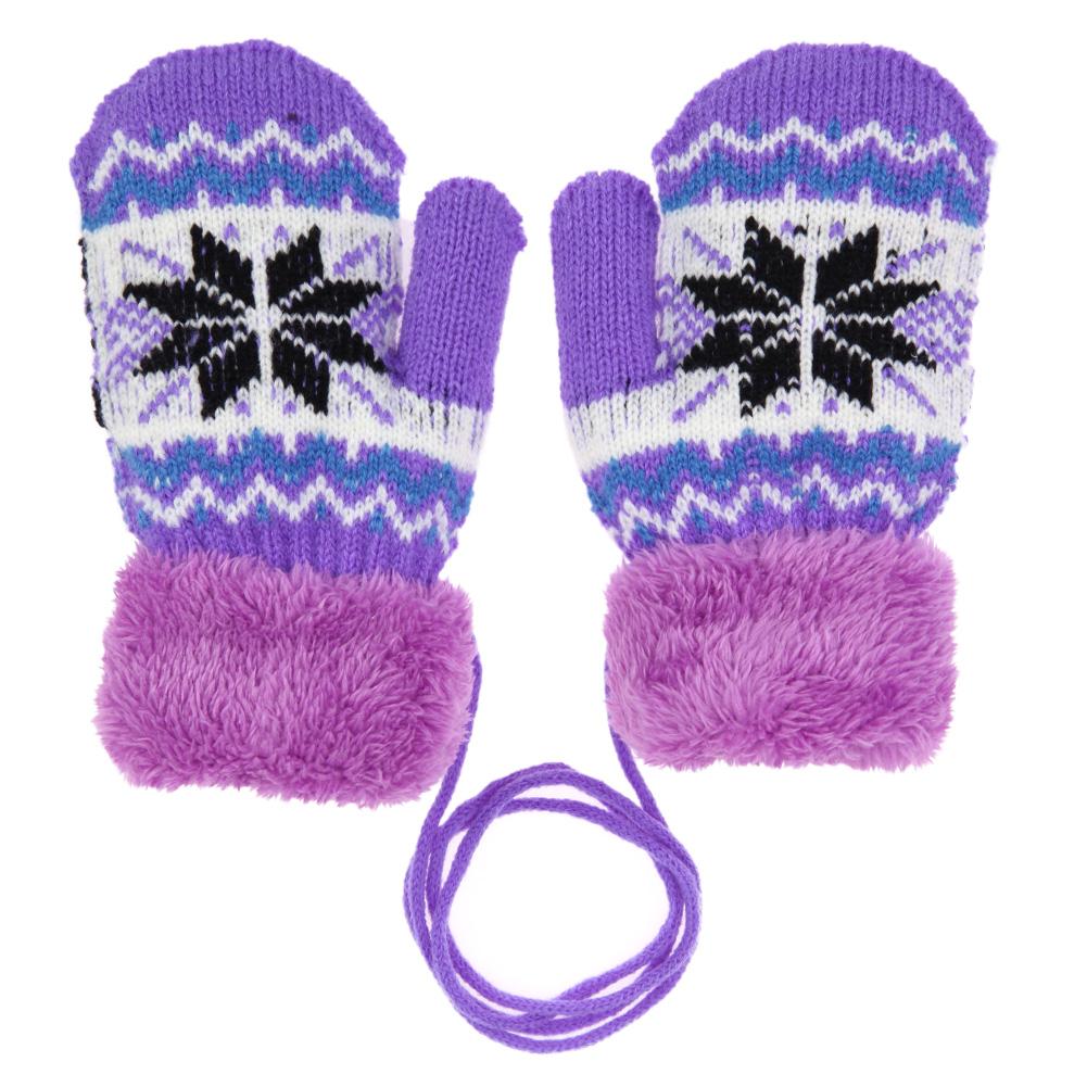Winter Warme Baby freundlicher Handschuhe Gestrickte Elastische Verdickt Ski lässig Fäustlinge Handschuhe für freundlicher Mädchen Jungen Halten Hand warm: lila