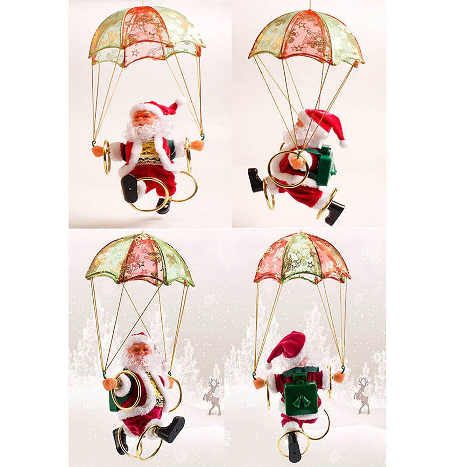 Creatieve Elektrische Kerst Speelgoed Parachute Kerstman Speelgoed Voor Kinderen Elektrische Kerst Zal Turn Hoelahoep Santa 108