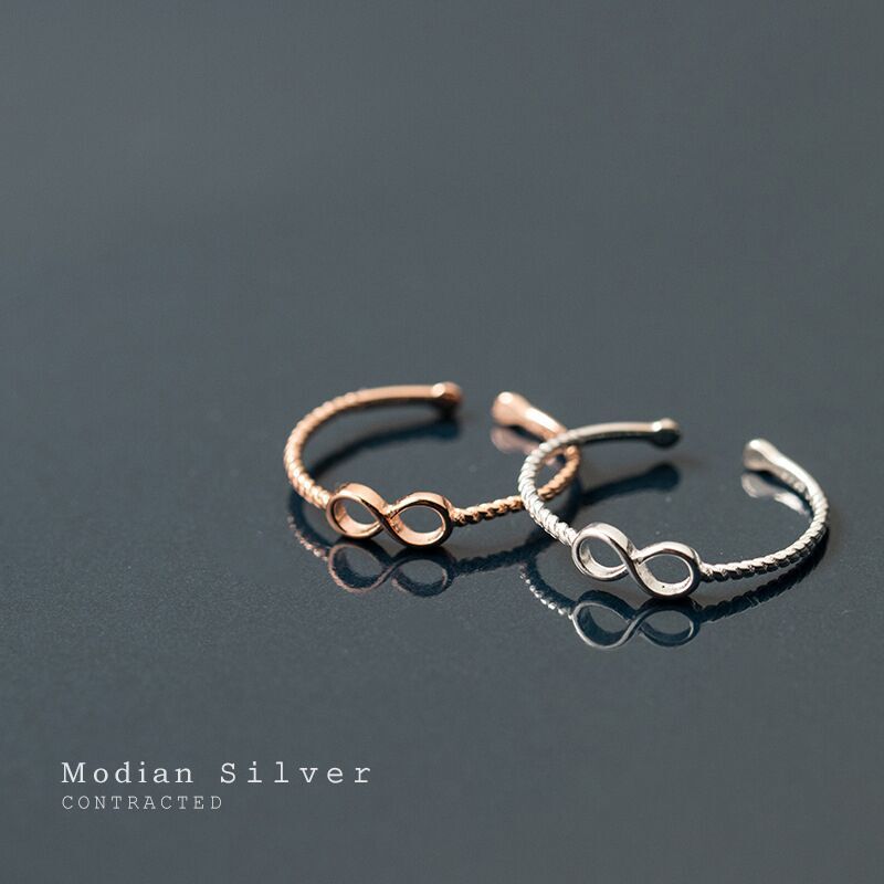 Modian Mobius 925 Sterling Silver Infinite Love Slim Ring for Women Twist Free Size Ring Fine Jewelry Memorial