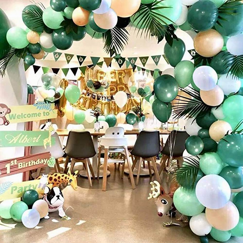 Jungle Safari Theme Party Supplies Green Balloons Garland Arch Kit Birthday Baby Shower Forest Party Christmas Decorations