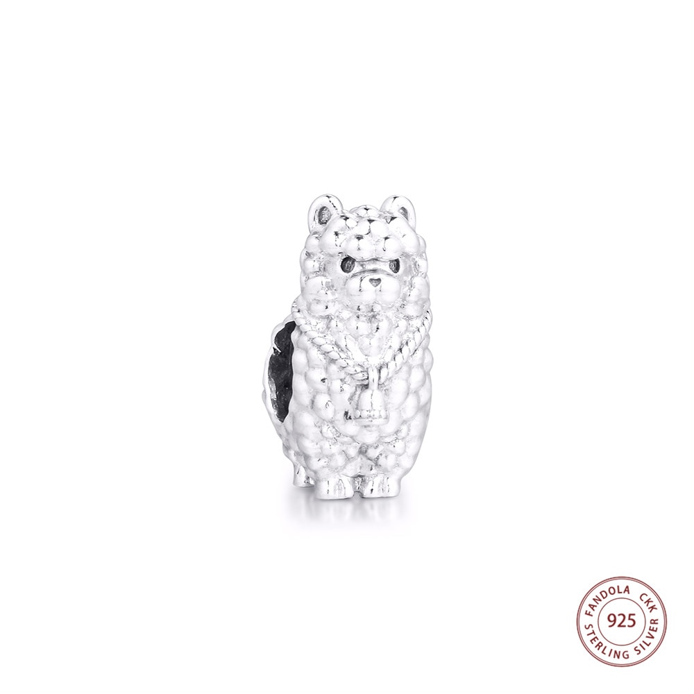 herbst Echt 925 Sterling Silber Flauschigen Lama Tier Charme Passt Original Armband Metall Perlen für Schmuck Machen bijoux