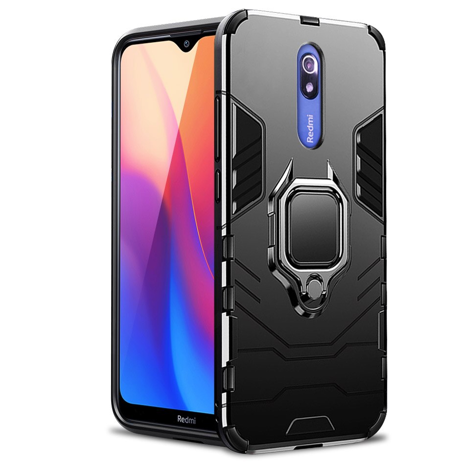 Shockproof Armor Rubber Silicon Case For Xiaomi Redmi 8A case Redmi 8A Bumper TPU Back Cover for Redmi 8 case for xiaomi redmi 8: For Redmi 8A / Black Finger Ring 1