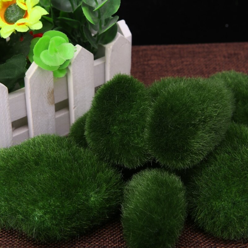 10Pcs Moss Balls Decorative Stone Artificial Simulation Garden Vase Filler