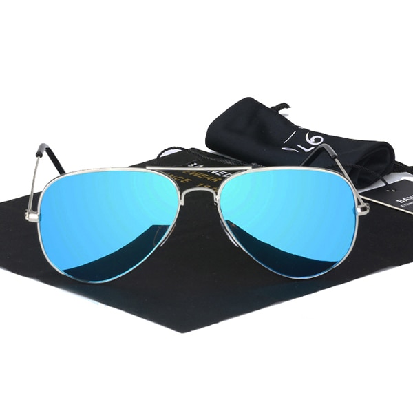 VERBODEN 1976 classic HD gepolariseerde metalen frame zonnebril klassieke vrouwen mannen feminin óculos vintage bril: ice blue no case A1